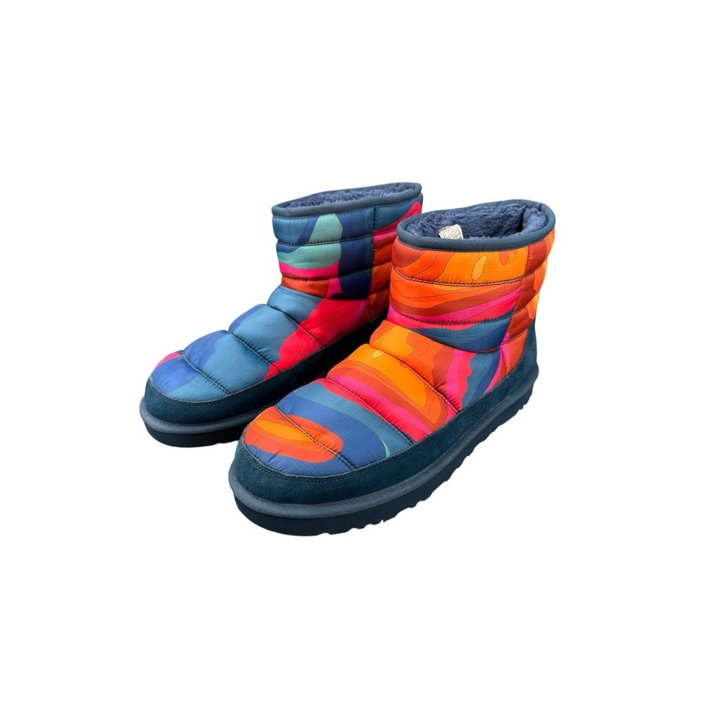 UGG Boots Classic Mens 13 Mini Blue Suede Multicolor Rainbow Lta Cali Topo Ankle